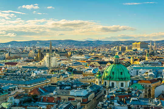 Ripresa aerea di Vienna, Austria